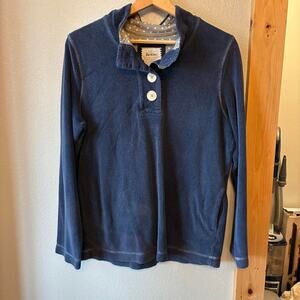 Boden Blue Faux Sherpa Dusty Blue Pullover Quarter Button Sz 10 / UK 14